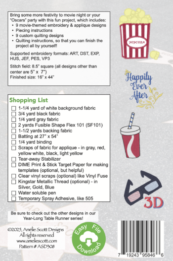 Movie Night Table Runner - back cover