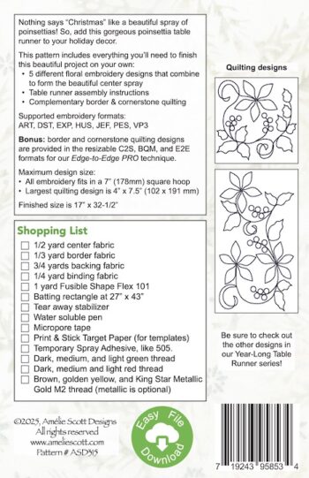 YLTR2-12 - Poinsettia Prestige Table Runner - Image 2